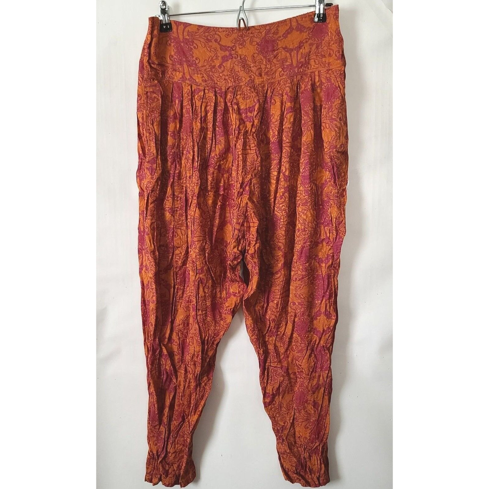 Free People Casablanca Floral Printed Harem Pants Dusty Papaya Size S/P Crop EUC